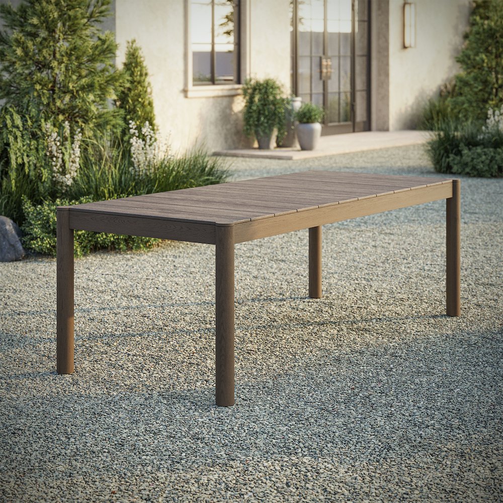 Eleni 89-Inch Outdoor Patio Teak Wood Dining Table. Picture 8
