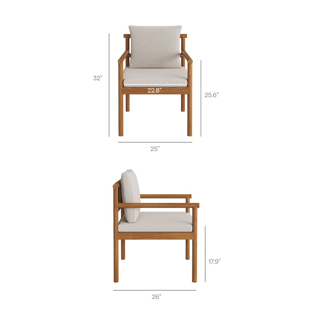 Eleni 7 Piece Outdoor Patio Teak Wood Dining Set. Picture 3