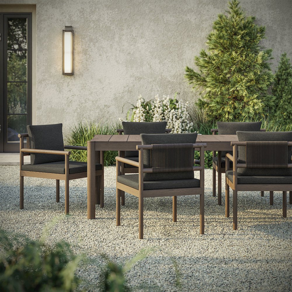 Eleni 7 Piece Outdoor Patio Teak Wood Dining Set. Picture 14
