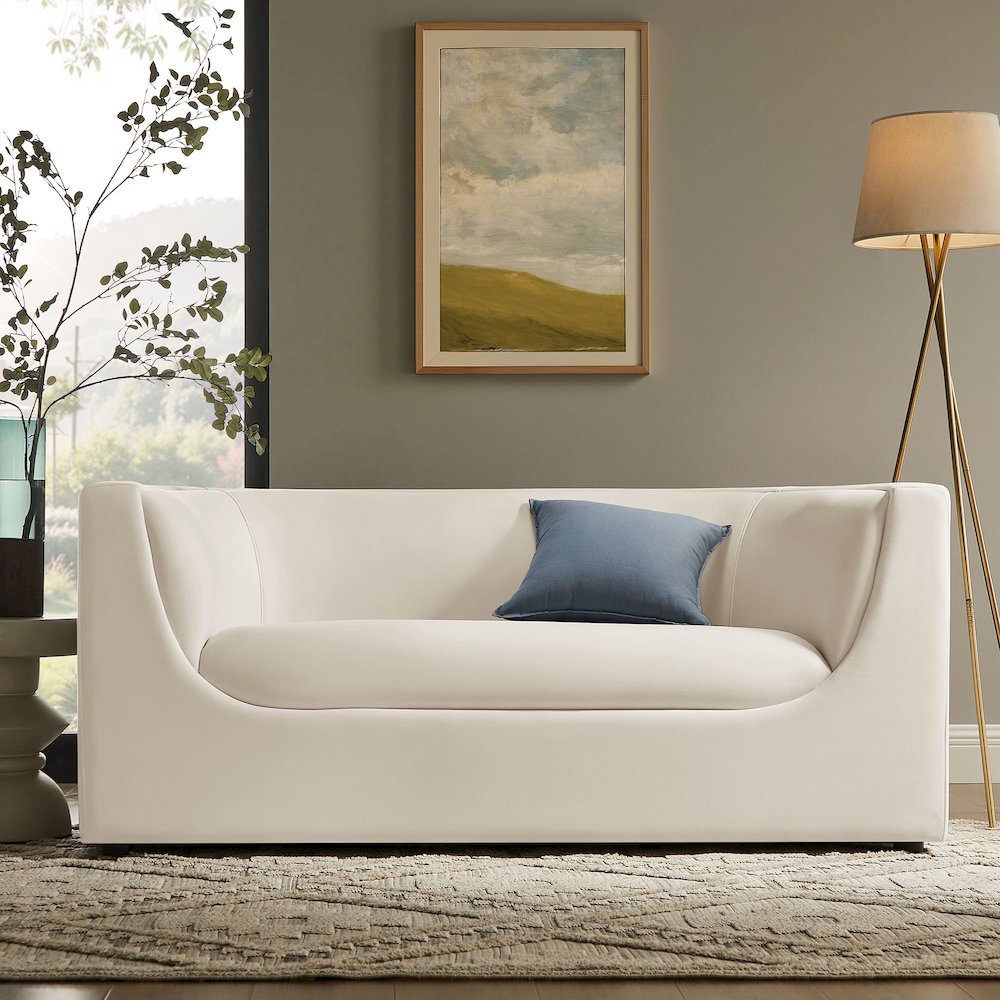 Hilda 67" Curved Back Performance Velvet Loveseat. Picture 9