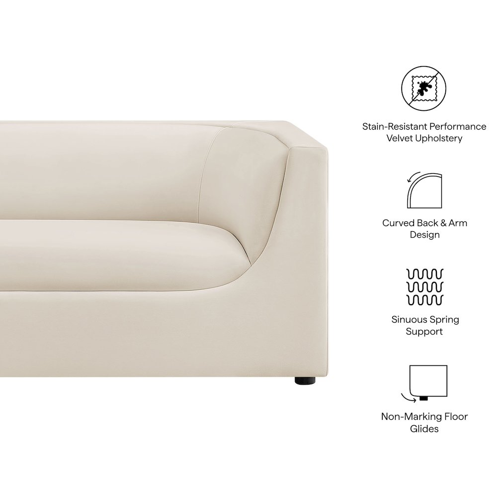 Hilda 67" Curved Back Performance Velvet Loveseat. Picture 2