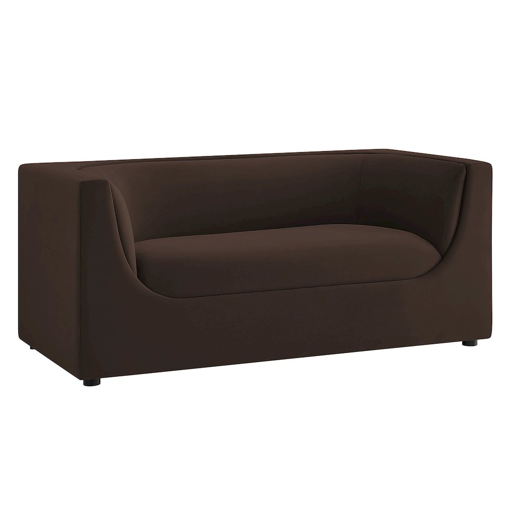 Hilda 67" Curved Back Performance Velvet Loveseat. Picture 1