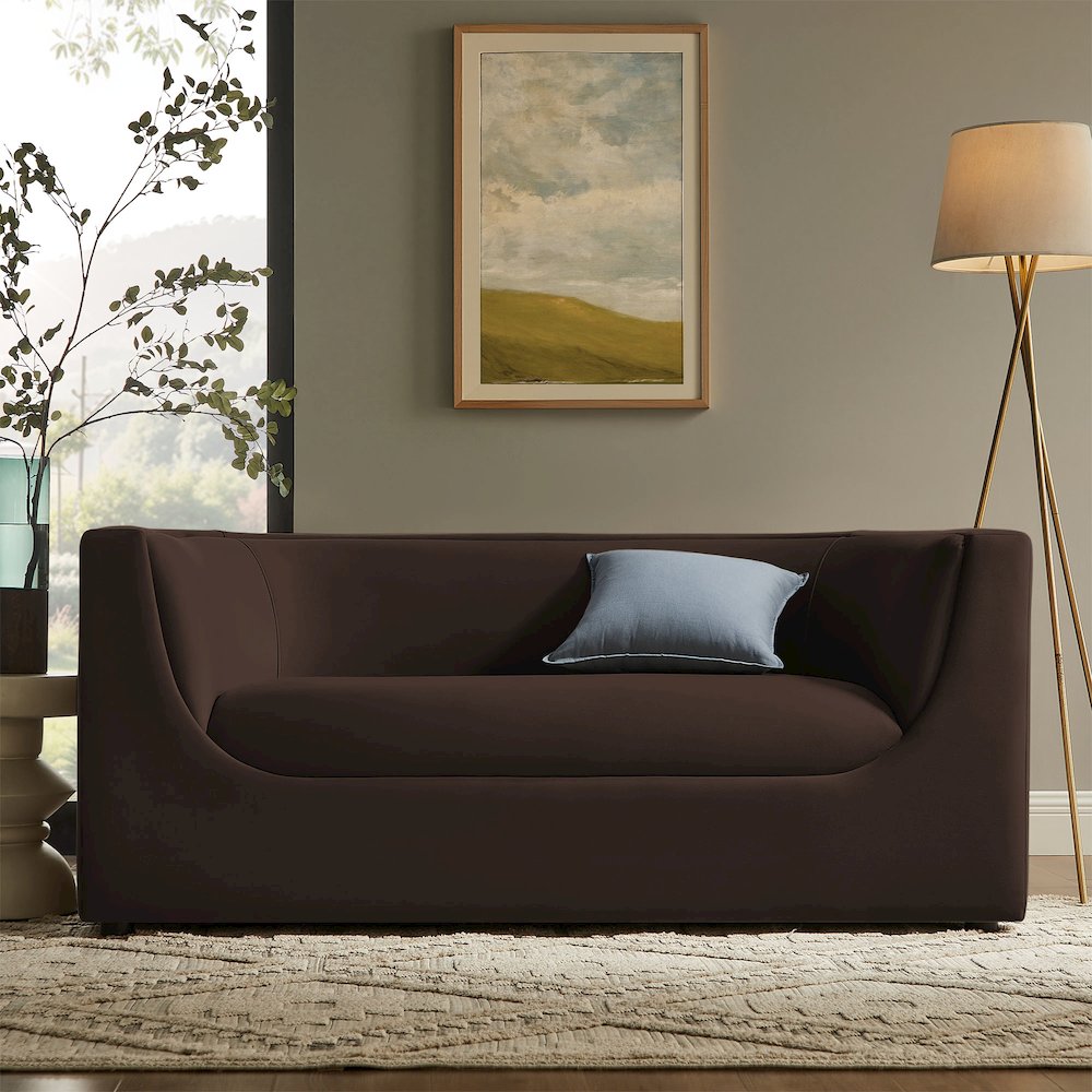 Hilda 67" Curved Back Performance Velvet Loveseat. Picture 9