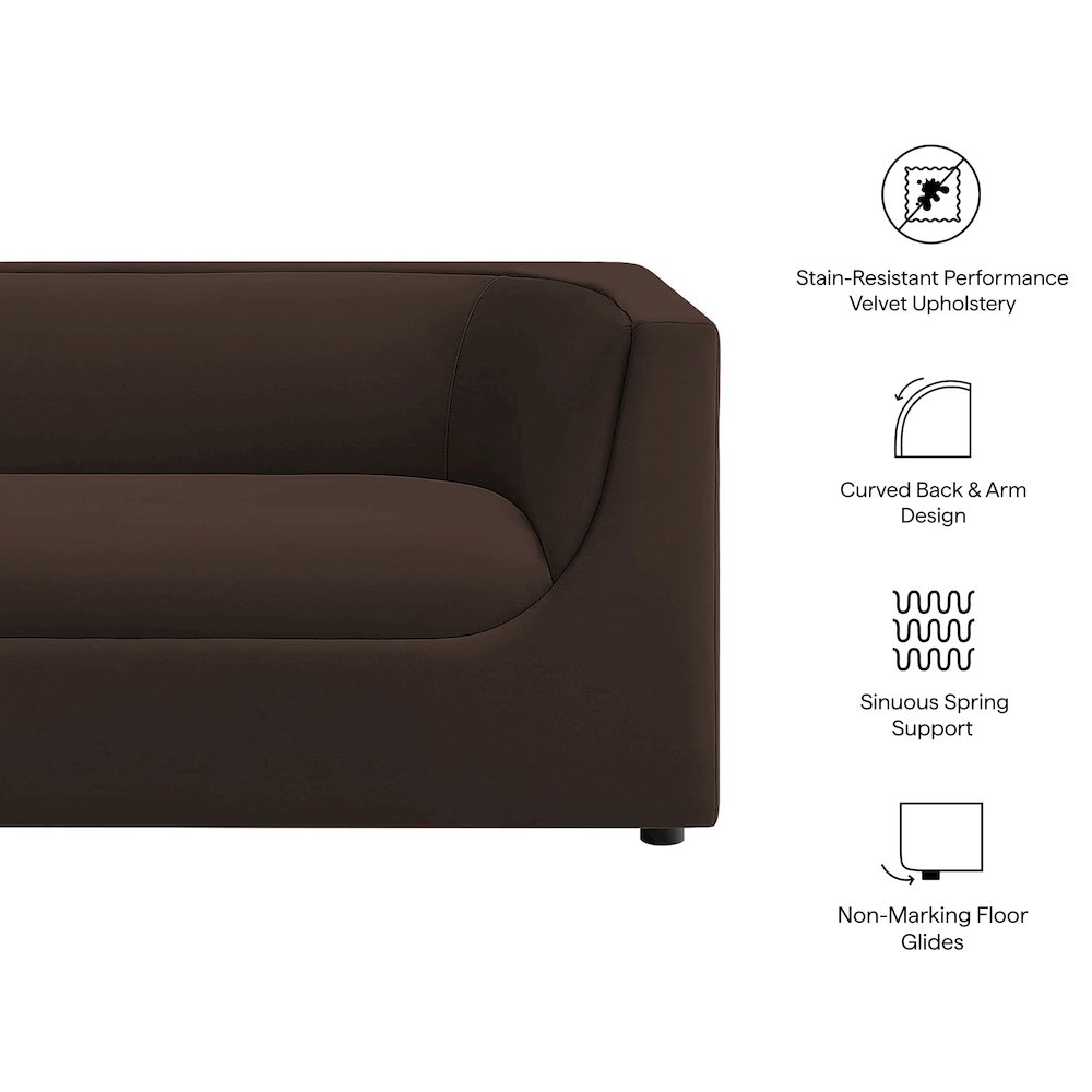 Hilda 67" Curved Back Performance Velvet Loveseat. Picture 2