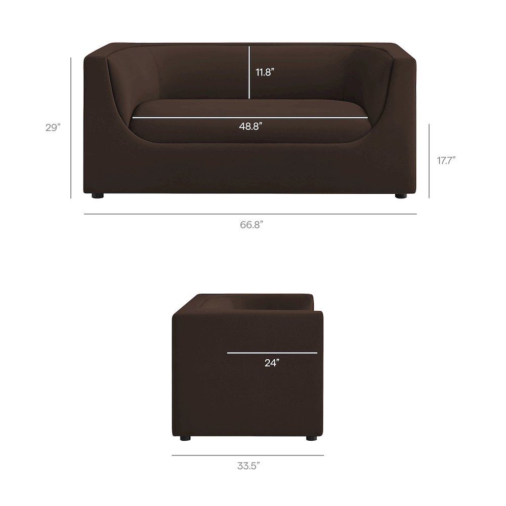Hilda 67" Curved Back Performance Velvet Loveseat. Picture 3