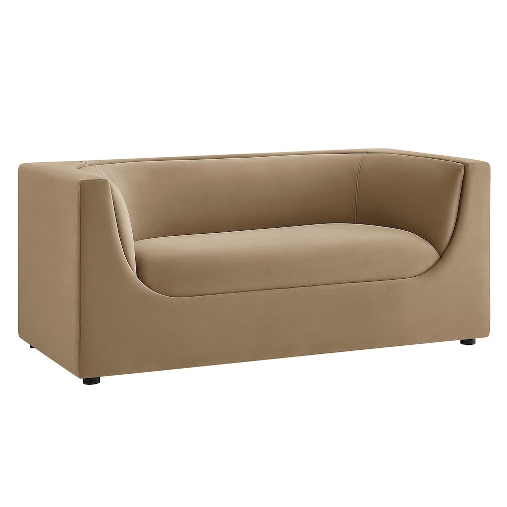 Hilda 67" Curved Back Performance Velvet Loveseat. Picture 1