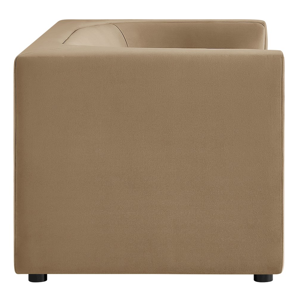 Hilda 67" Curved Back Performance Velvet Loveseat. Picture 4
