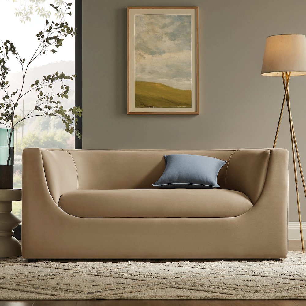 Hilda 67" Curved Back Performance Velvet Loveseat. Picture 9