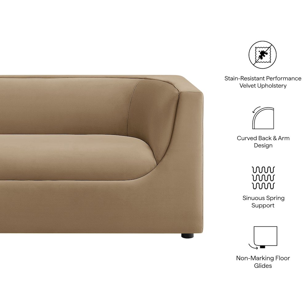 Hilda 67" Curved Back Performance Velvet Loveseat. Picture 2