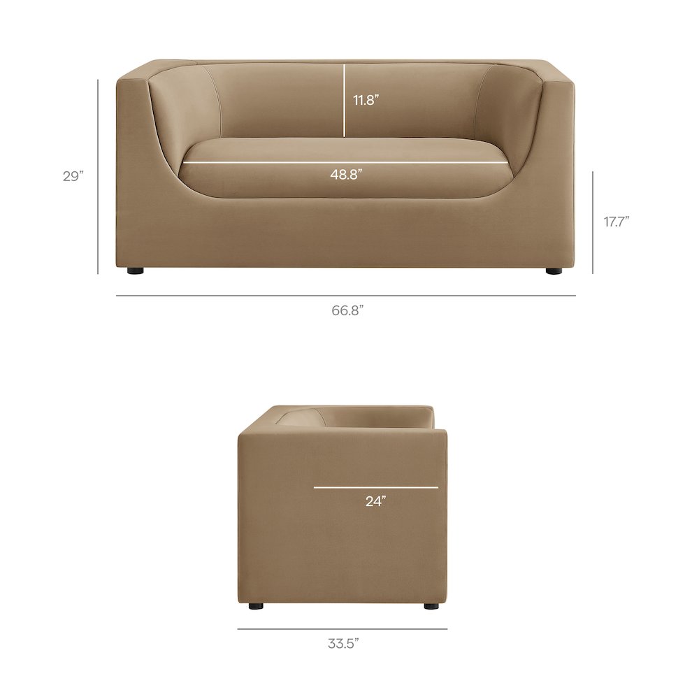 Hilda 67" Curved Back Performance Velvet Loveseat. Picture 3