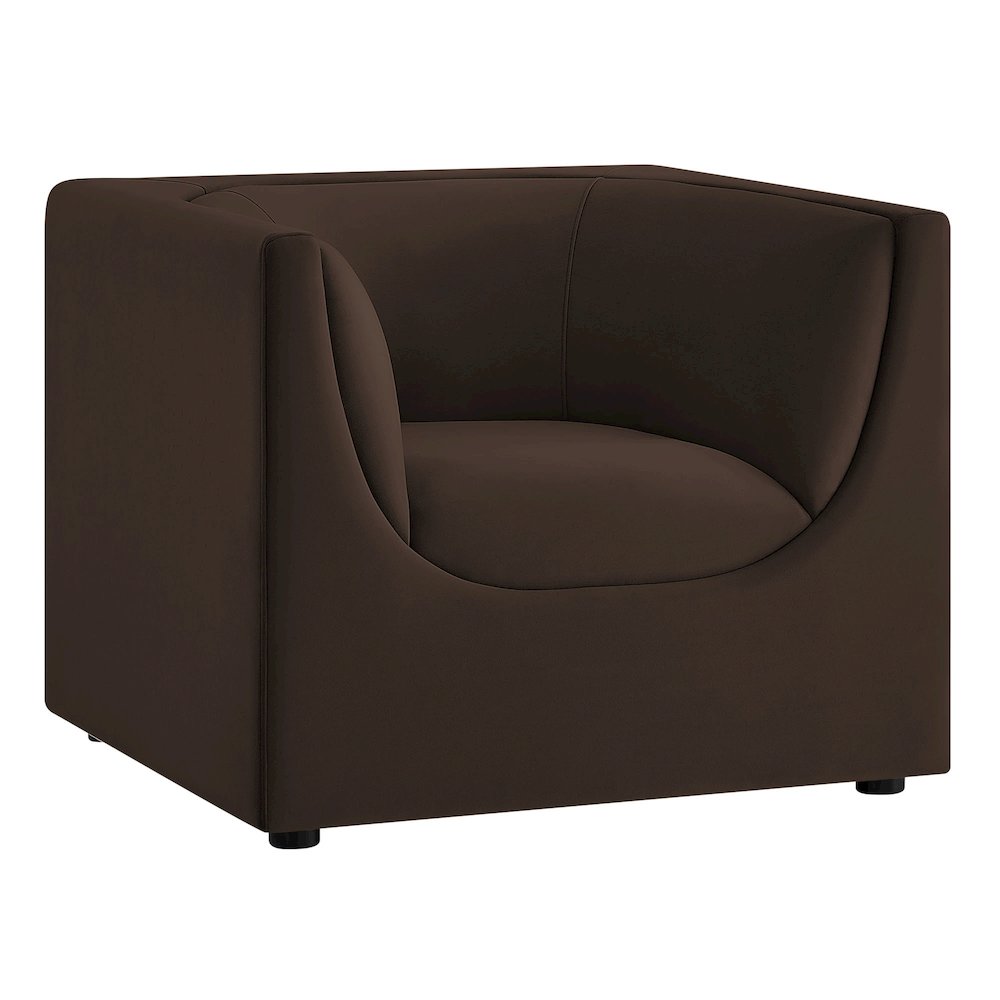 Hilda Curved Back Performance Velvet Armchair. Picture 1