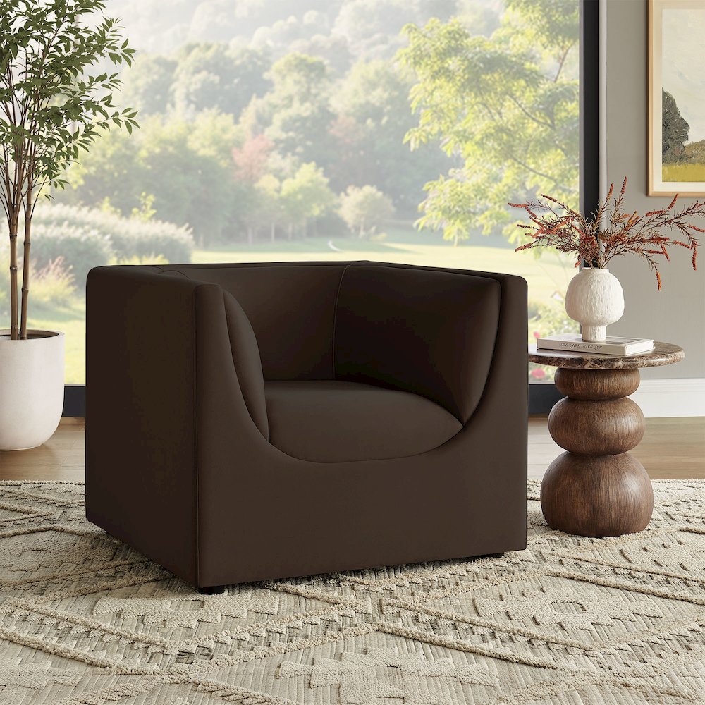 Hilda Curved Back Performance Velvet Armchair. Picture 9