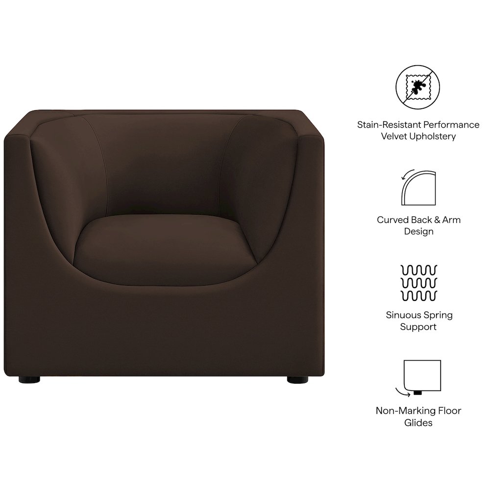 Hilda Curved Back Performance Velvet Armchair. Picture 2