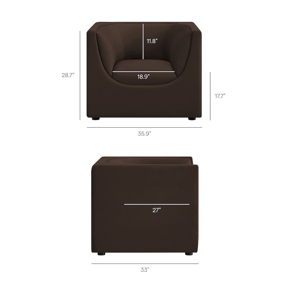 Hilda Curved Back Performance Velvet Armchair. Picture 3