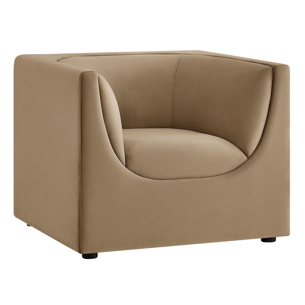 Hilda Curved Back Performance Velvet Armchair. Picture 1