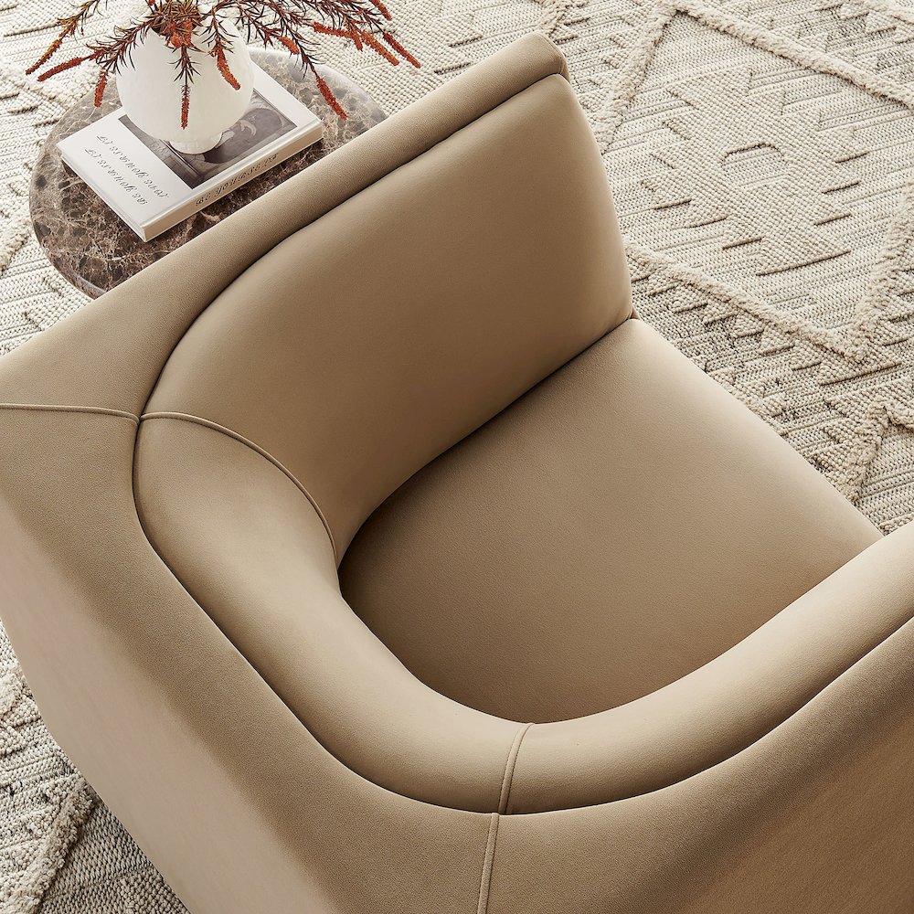 Hilda Curved Back Performance Velvet Armchair. Picture 10