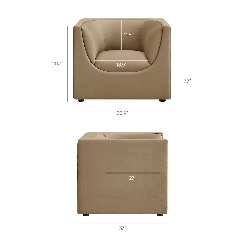 Hilda Curved Back Performance Velvet Armchair. Picture 3