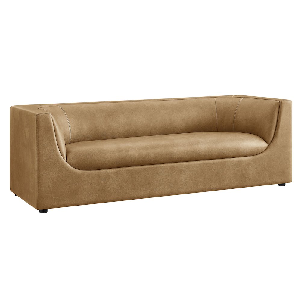 Hilda 86" Curved Back Vegan Leather Sofa. Picture 1