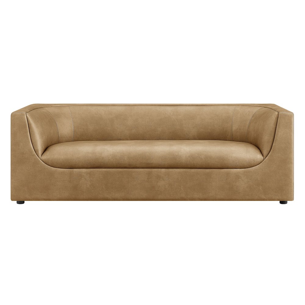 Hilda 86" Curved Back Vegan Leather Sofa. Picture 6
