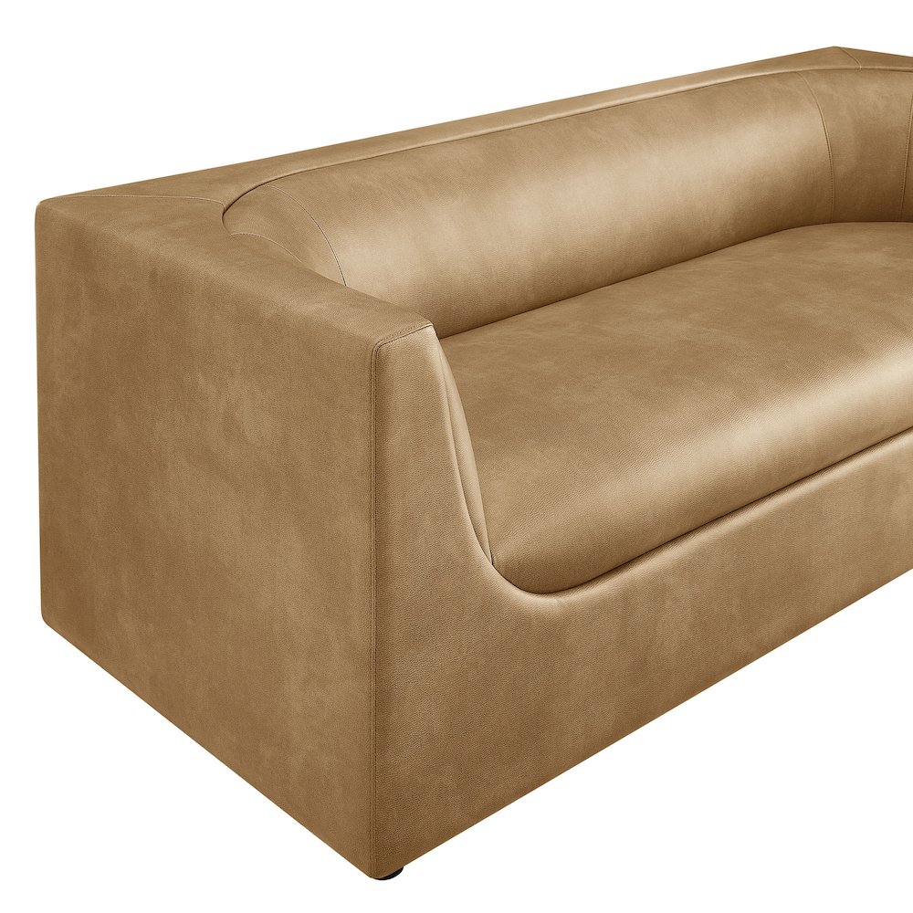 Hilda 86" Curved Back Vegan Leather Sofa. Picture 7