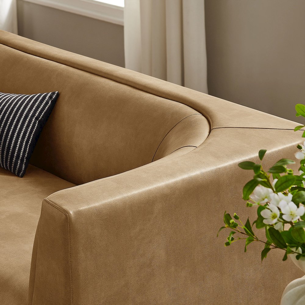 Hilda 86" Curved Back Vegan Leather Sofa. Picture 10