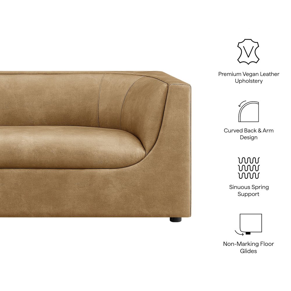 Hilda 86" Curved Back Vegan Leather Sofa. Picture 2