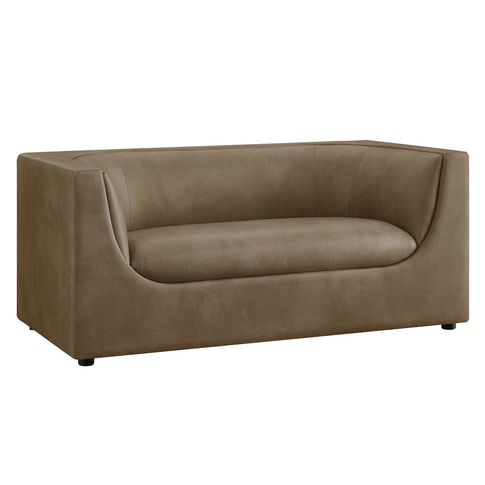 Hilda 67" Curved Back Vegan Leather Loveseat. Picture 1