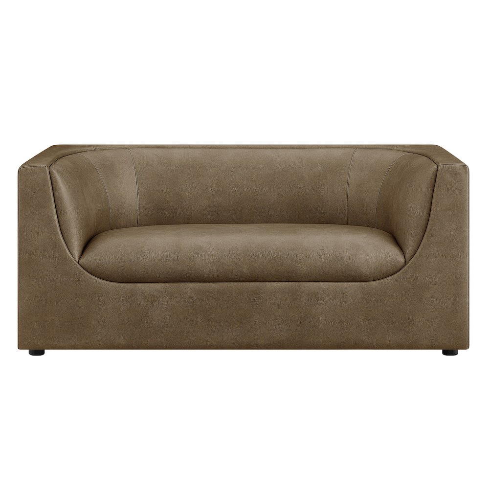 Hilda 67" Curved Back Vegan Leather Loveseat. Picture 6