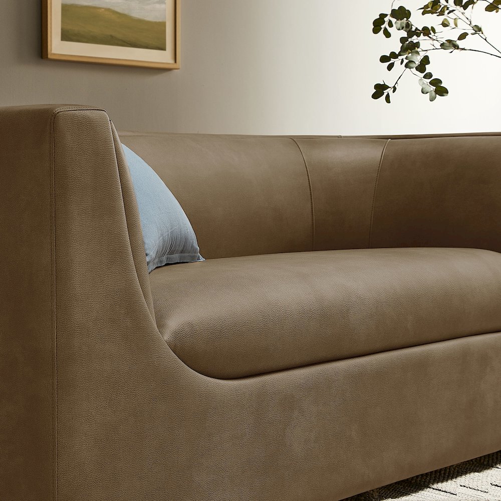 Hilda 67" Curved Back Vegan Leather Loveseat. Picture 10