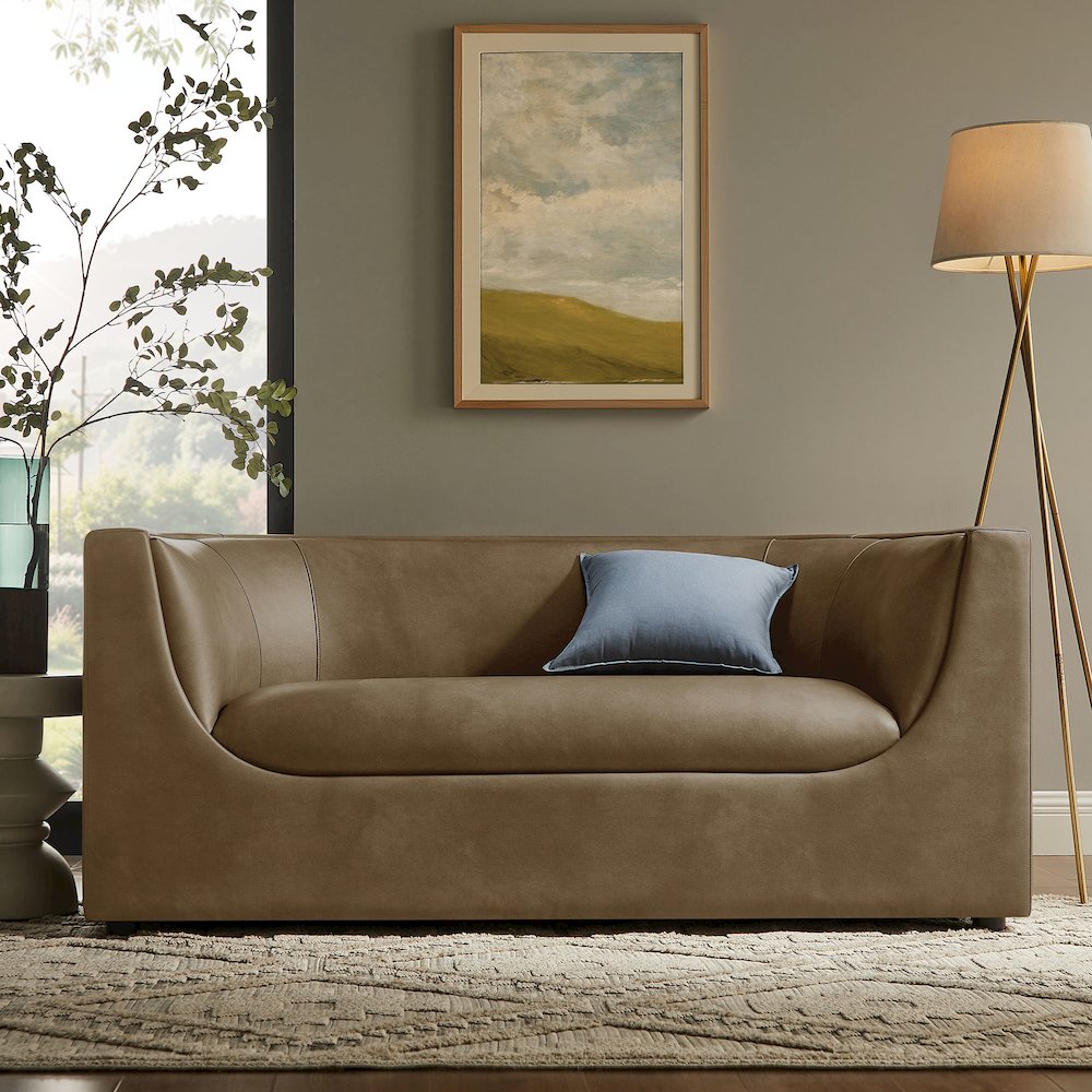 Hilda 67" Curved Back Vegan Leather Loveseat. Picture 9