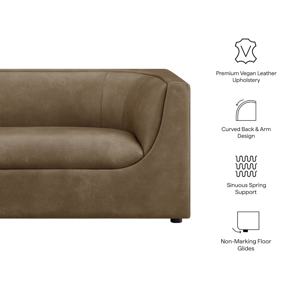 Hilda 67" Curved Back Vegan Leather Loveseat. Picture 2