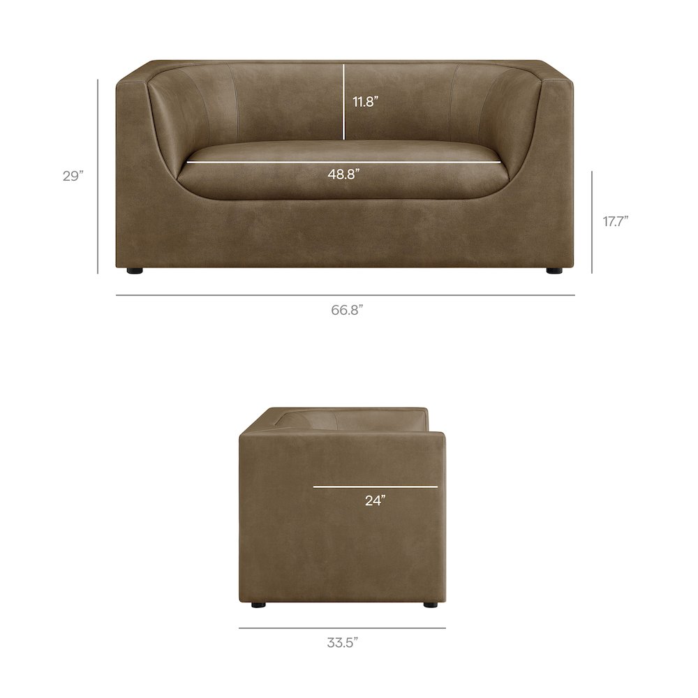 Hilda 67" Curved Back Vegan Leather Loveseat. Picture 3