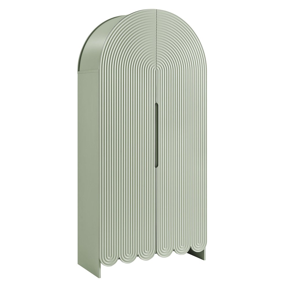 Dahlia 78 Inch Fluted and Scalloped Arched Storage Cabinet. Picture 1