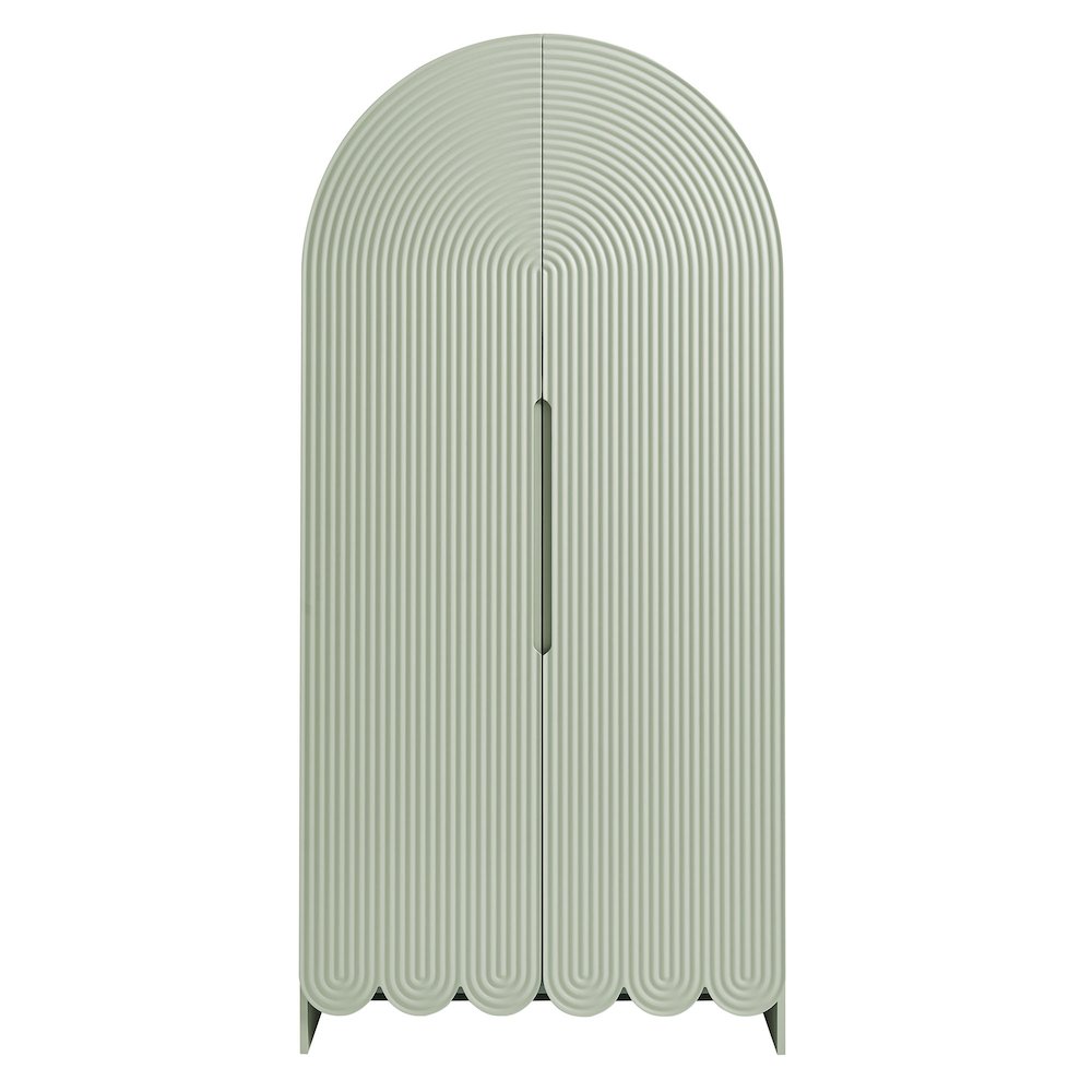 Dahlia 78 Inch Fluted and Scalloped Arched Storage Cabinet. Picture 5