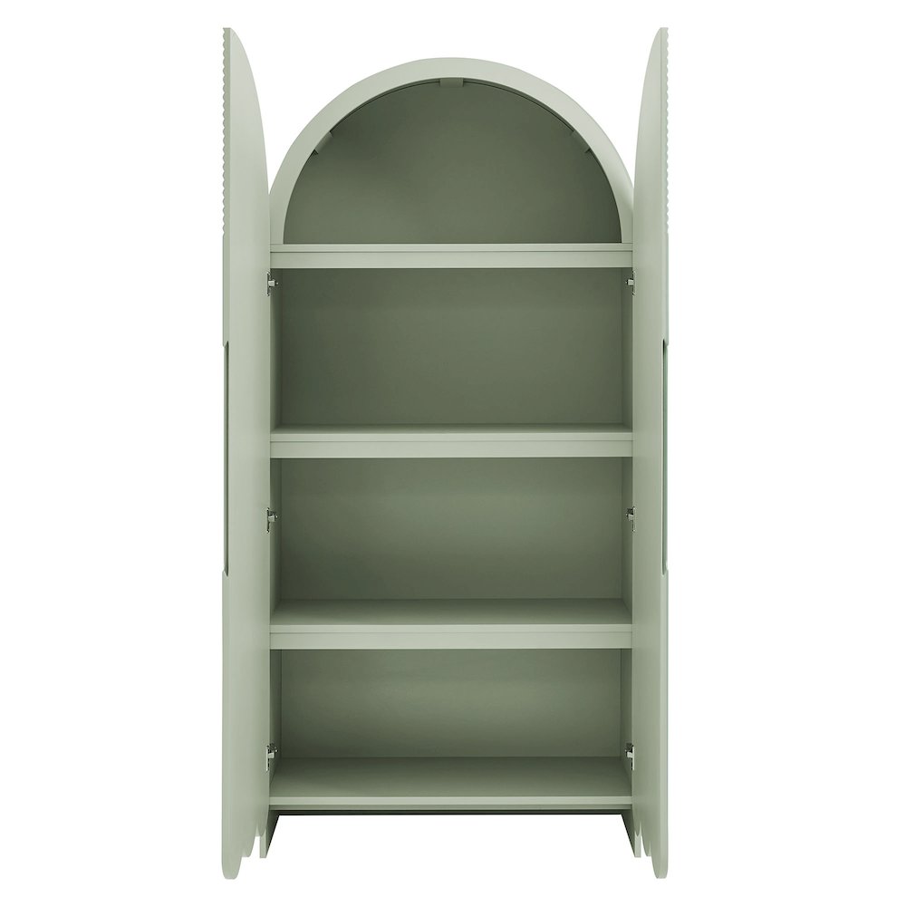Dahlia 78 Inch Fluted and Scalloped Arched Storage Cabinet. Picture 6