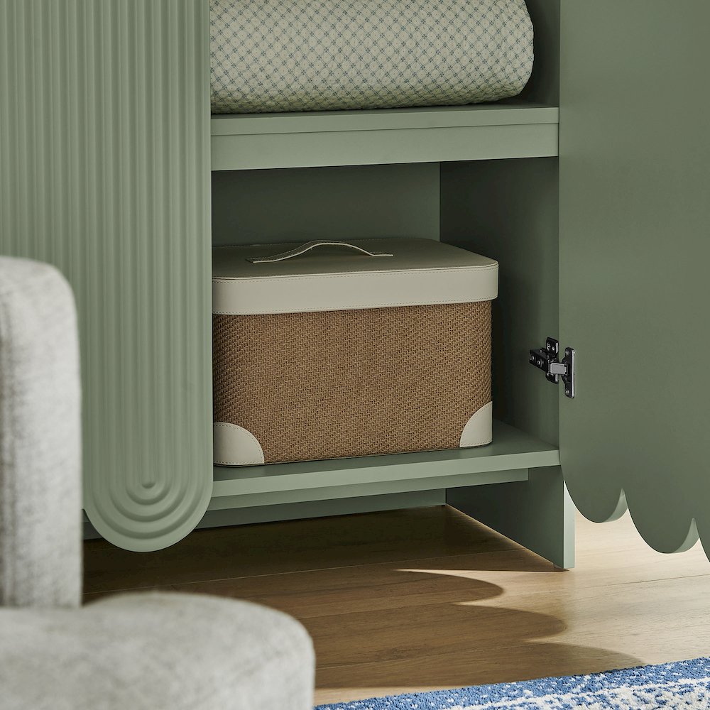 Dahlia 78 Inch Fluted and Scalloped Arched Storage Cabinet. Picture 10