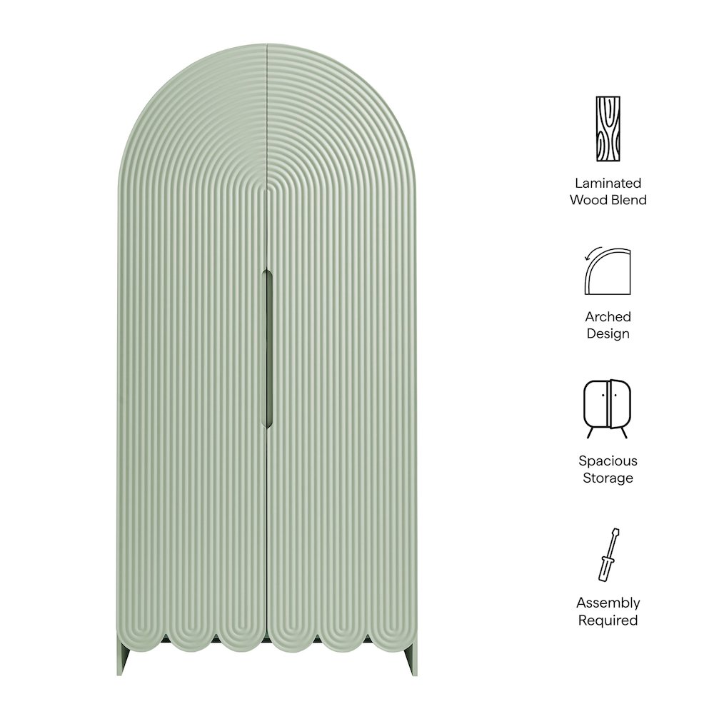 Dahlia 78 Inch Fluted and Scalloped Arched Storage Cabinet. Picture 2