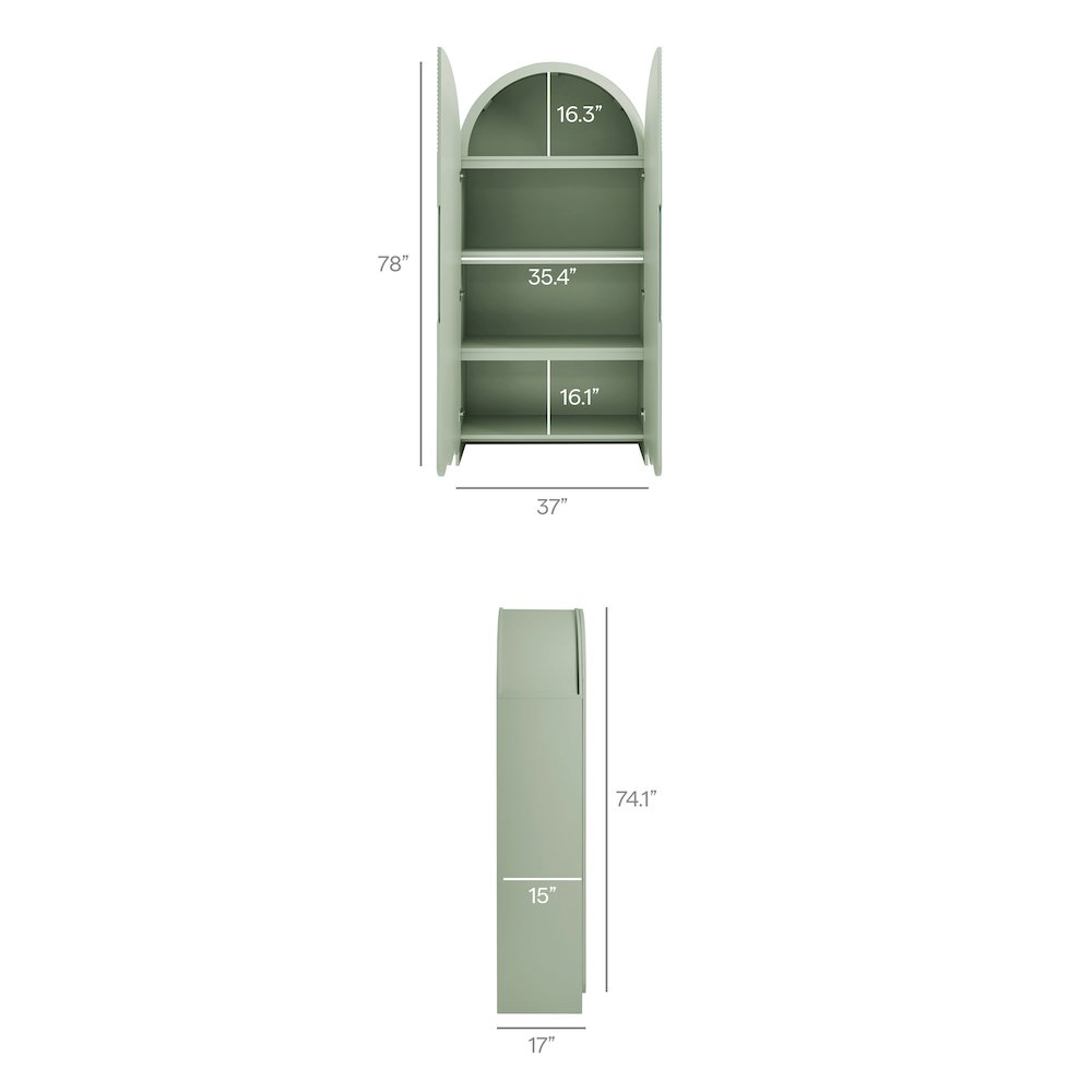 Dahlia 78 Inch Fluted and Scalloped Arched Storage Cabinet. Picture 3