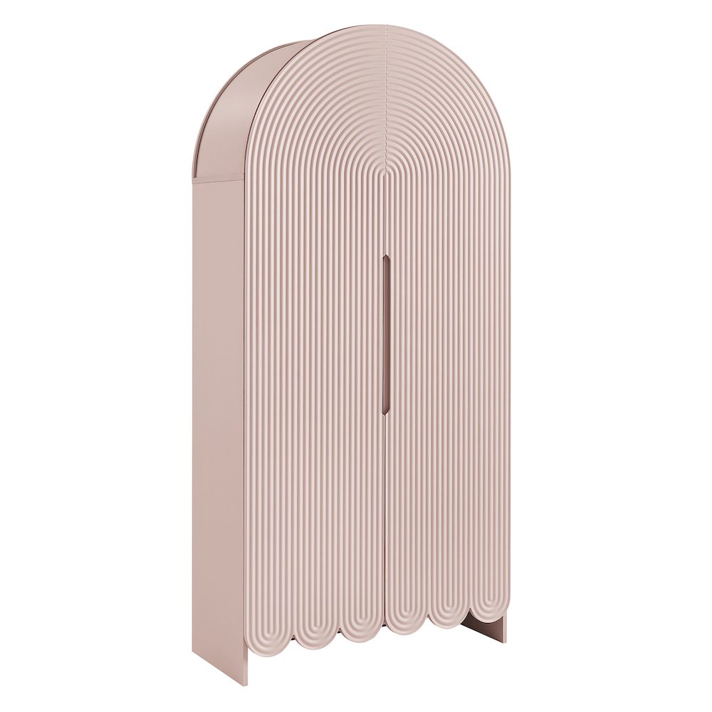 Dahlia 78 Inch Fluted and Scalloped Arched Storage Cabinet. Picture 1