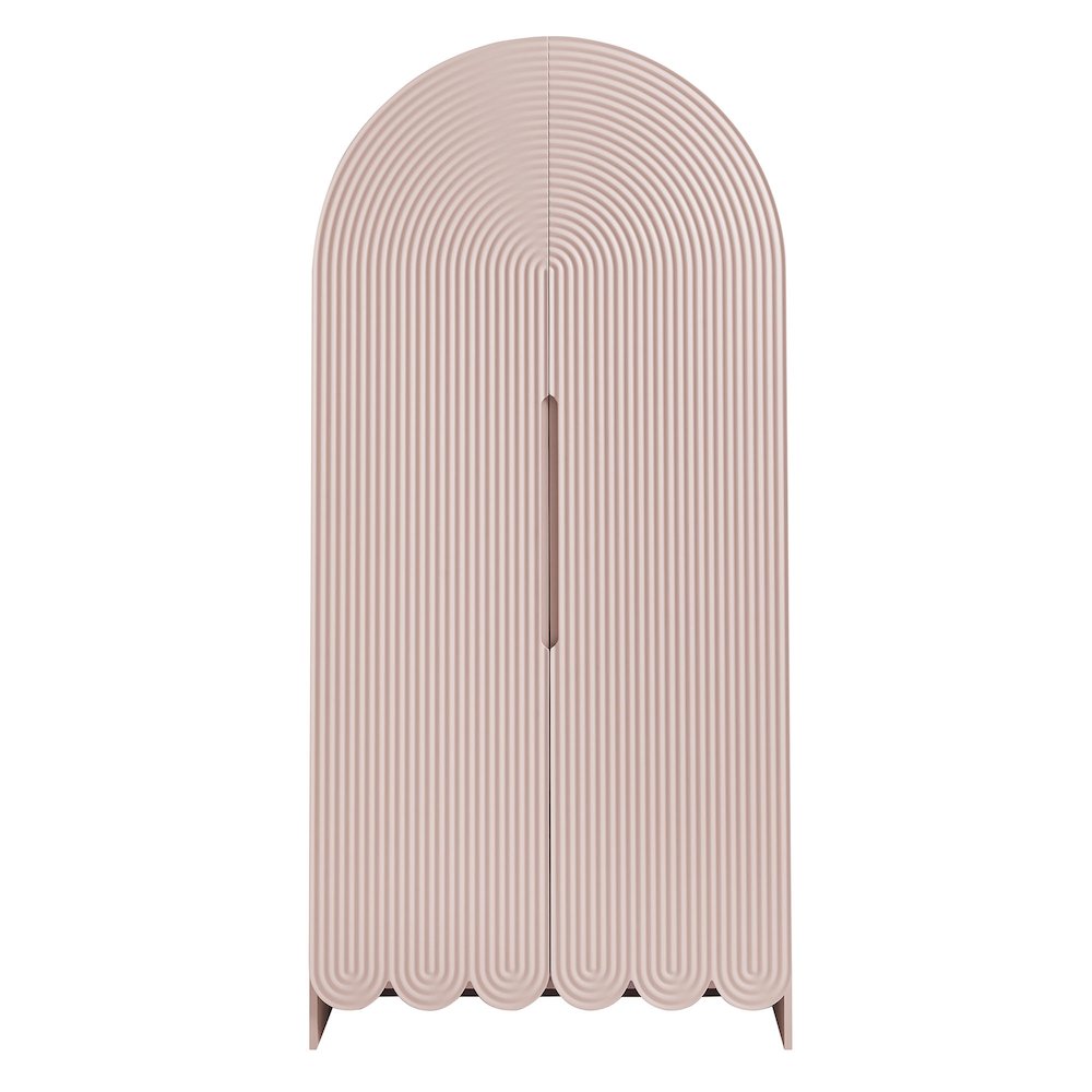 Dahlia 78 Inch Fluted and Scalloped Arched Storage Cabinet. Picture 5