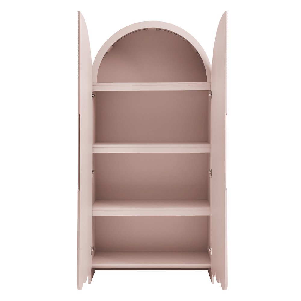 Dahlia 78 Inch Fluted and Scalloped Arched Storage Cabinet. Picture 6