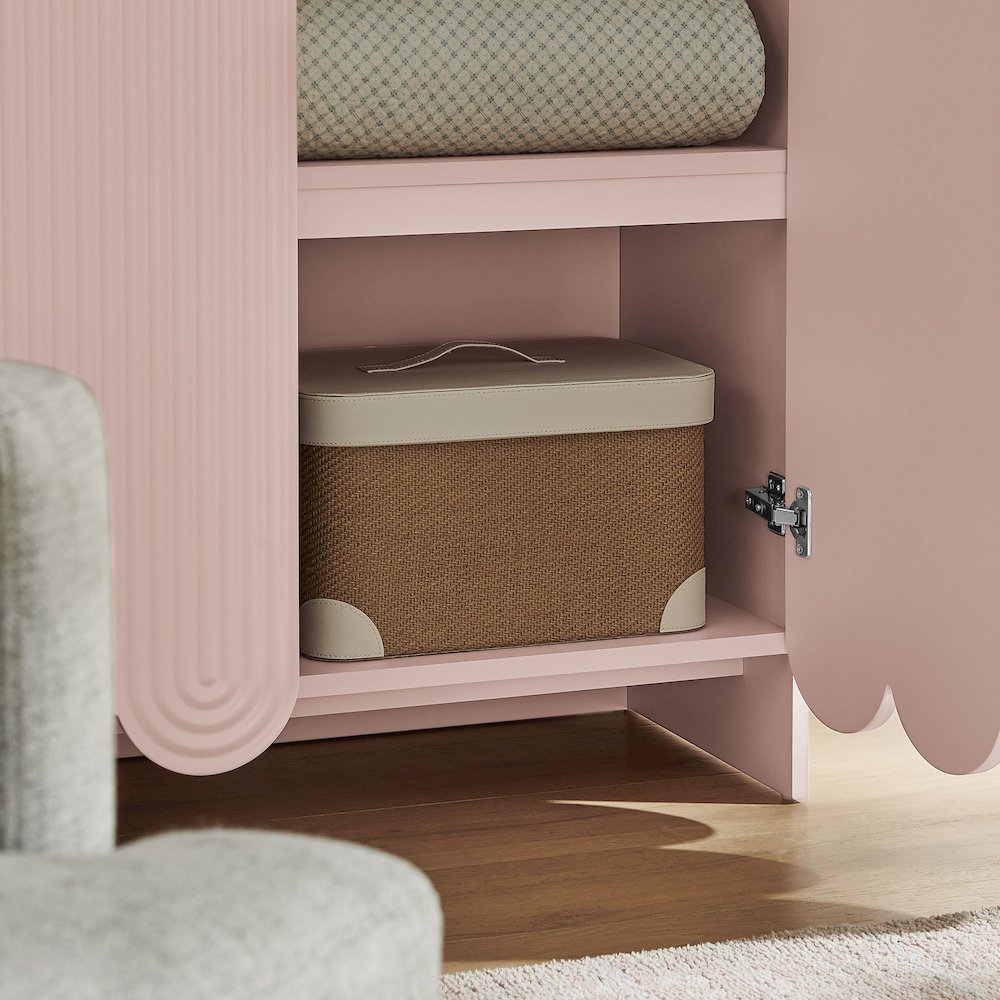 Dahlia 78 Inch Fluted and Scalloped Arched Storage Cabinet. Picture 10