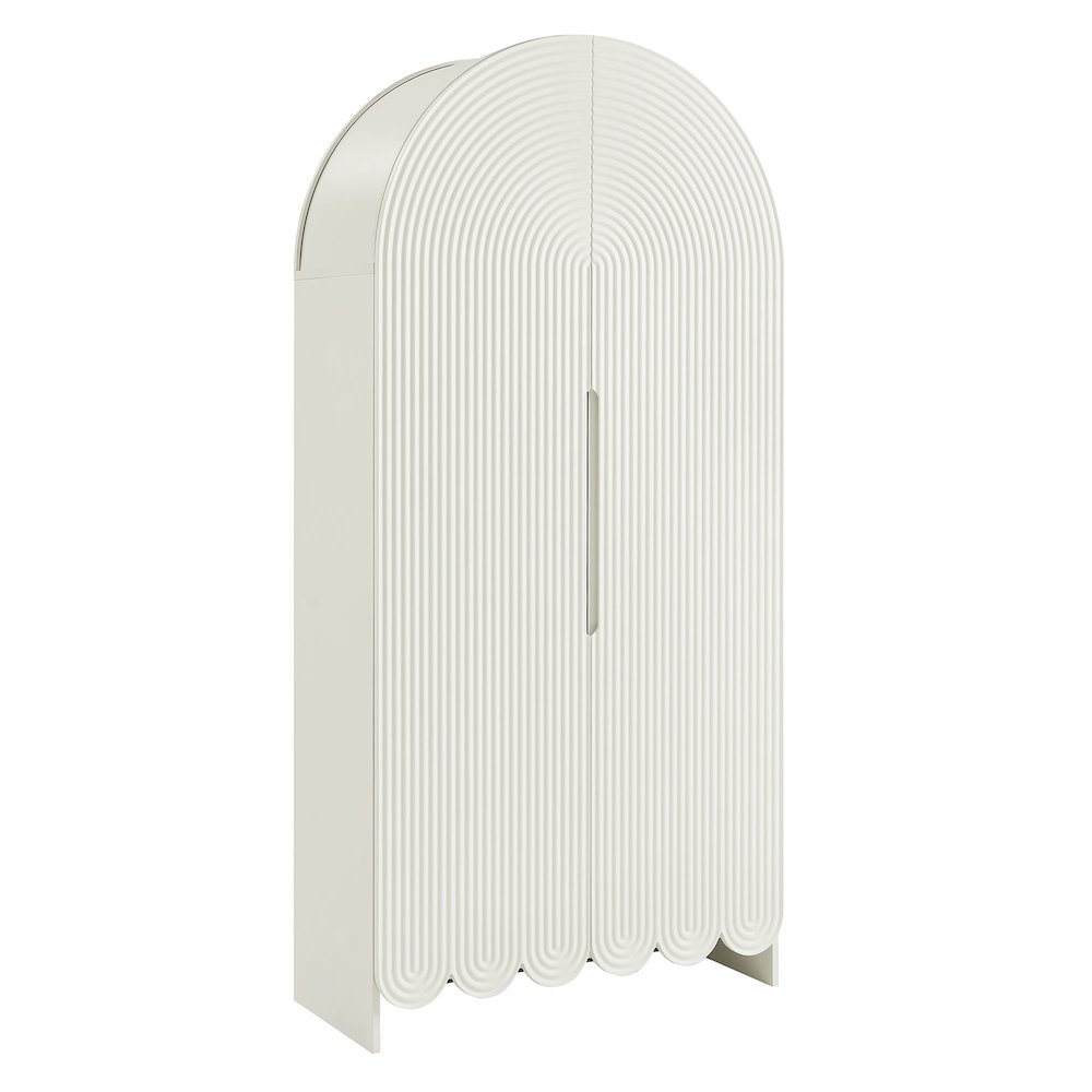 Dahlia 78 Inch Fluted and Scalloped Arched Storage Cabinet. Picture 1