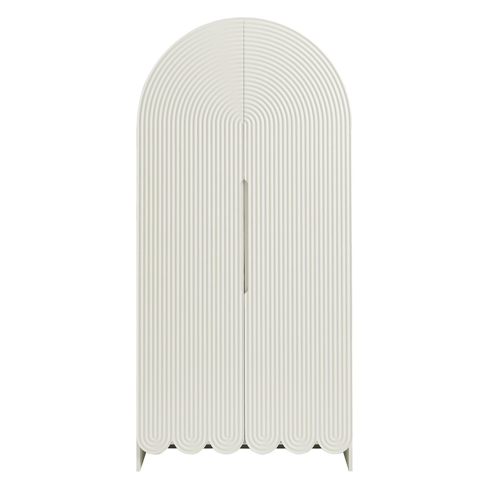 Dahlia 78 Inch Fluted and Scalloped Arched Storage Cabinet. Picture 5