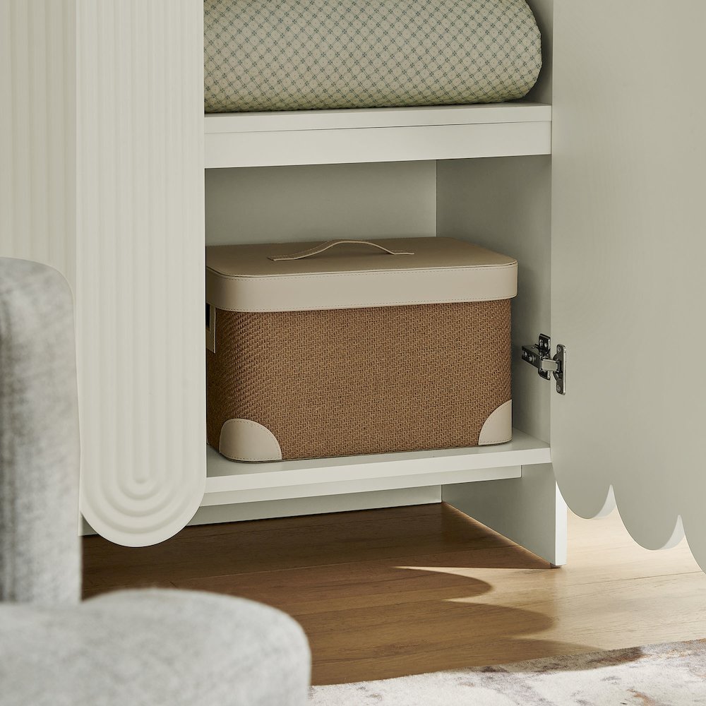 Dahlia 78 Inch Fluted and Scalloped Arched Storage Cabinet. Picture 10
