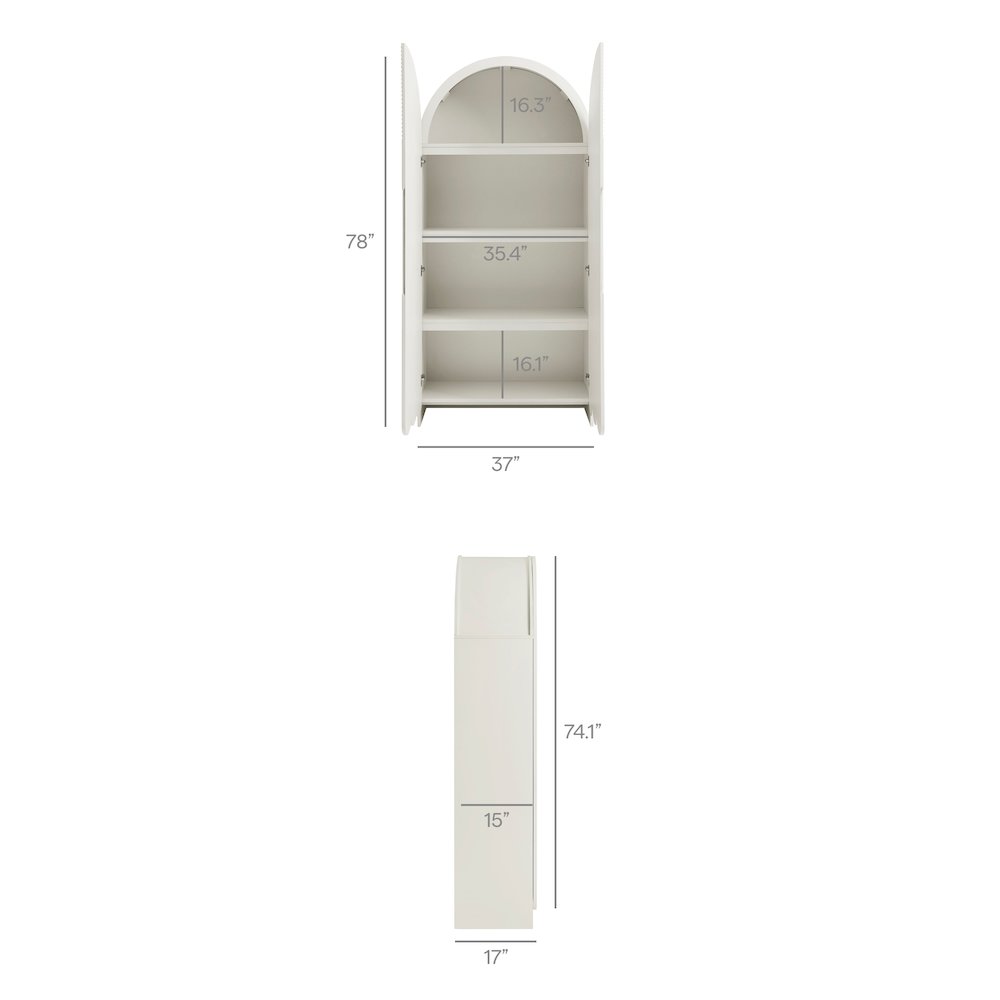 Dahlia 78 Inch Fluted and Scalloped Arched Storage Cabinet. Picture 3