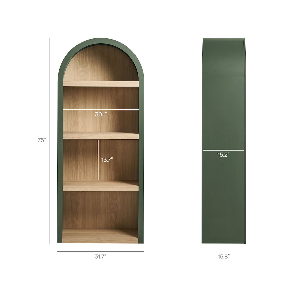 Caleb 4 Arched Display Shelf Bookcase. Picture 3