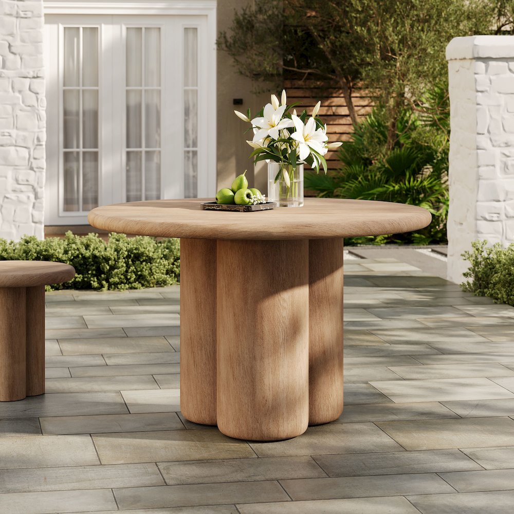 Tori 48 Inch Round Indoor and Outdoor Patio Dining Table. Picture 8