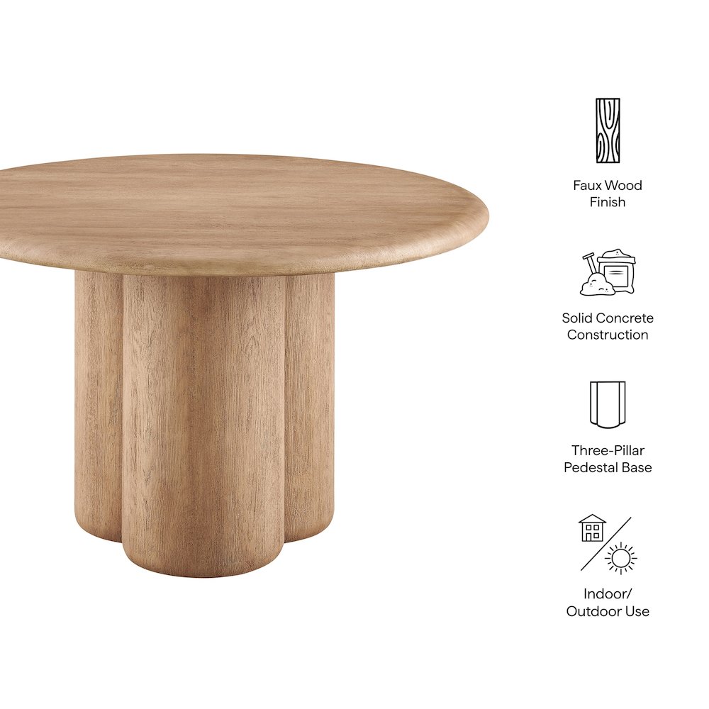 Tori 48 Inch Round Indoor and Outdoor Patio Dining Table. Picture 2