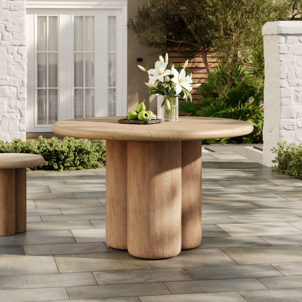 Tori 48 Inch Round Indoor and Outdoor Patio Dining Table. Picture 8